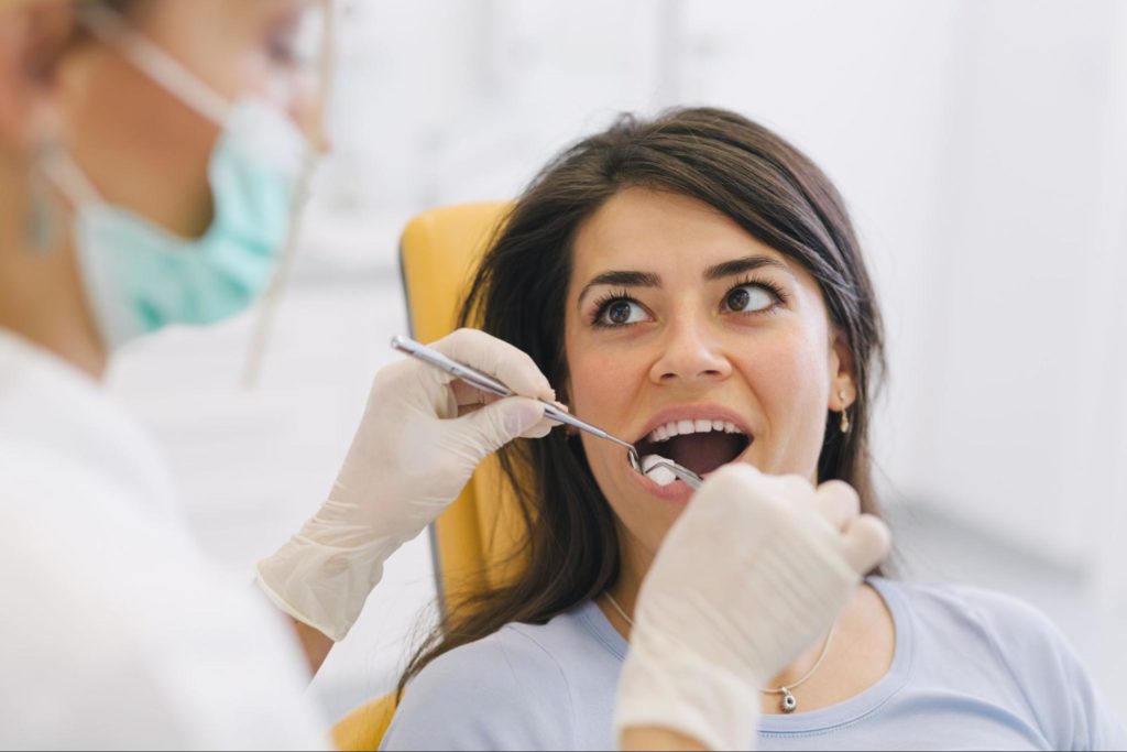 Patient receiving care from a dentist
