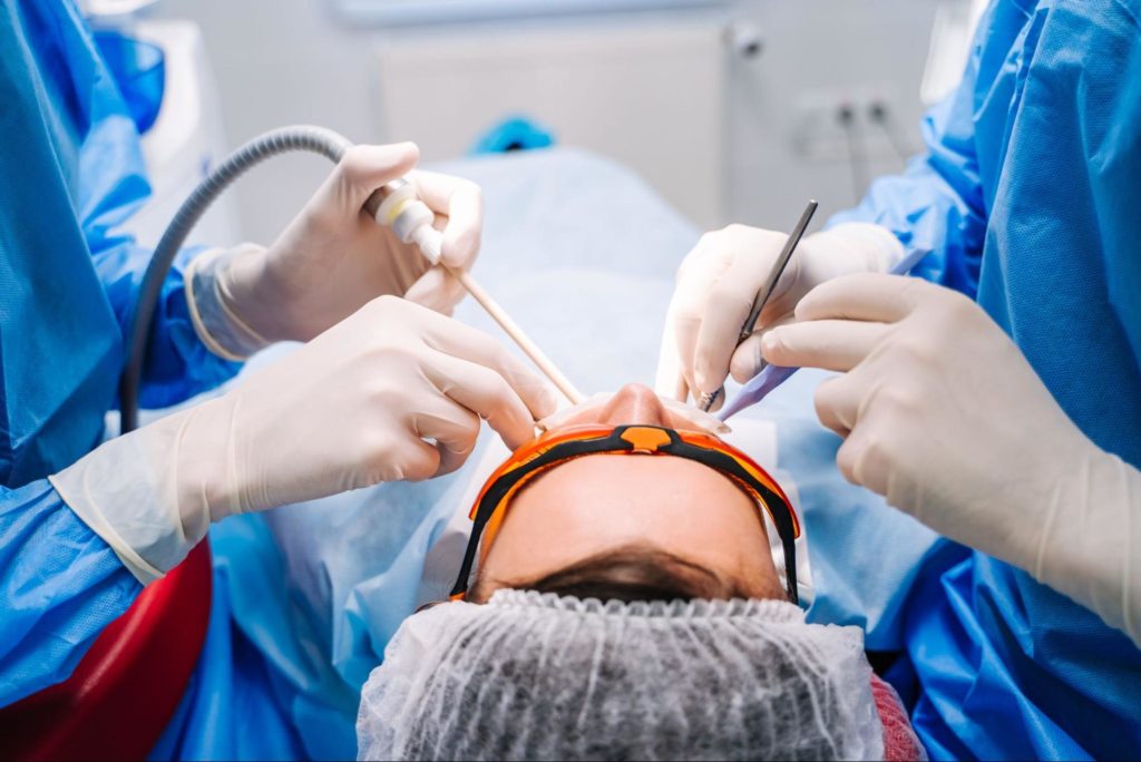 patient receiving periodontal care